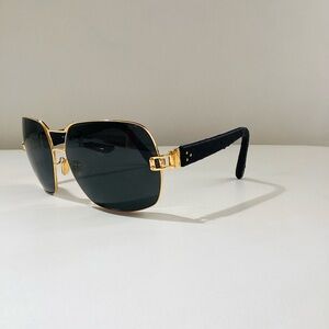 Linda Farrow Luxe Aviator Black/Gold Sunglasses